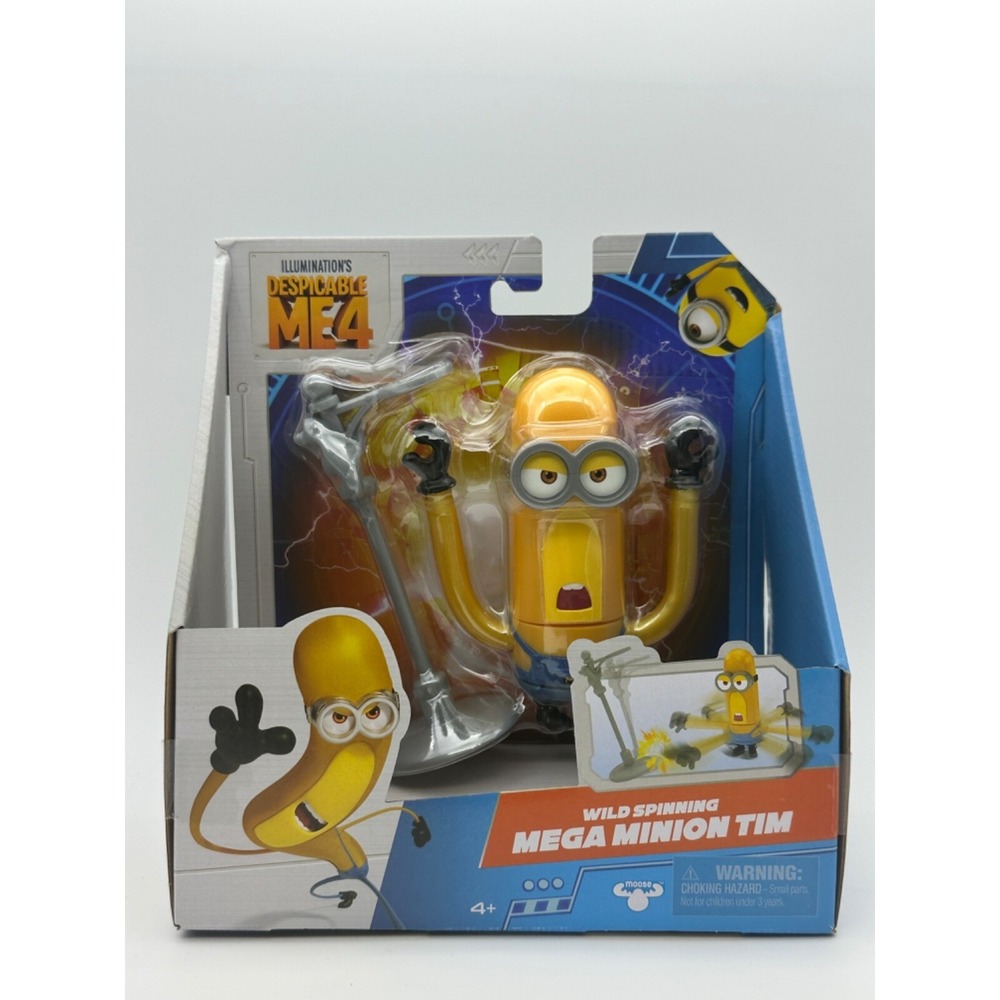 Illumination's Despicable Me 4 Wild Spinning Mega Minion Tim Action Figure 4"